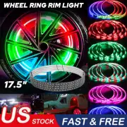 4x 17.5" LED Wheel Ring Rim Light RGB Color Changing Turn&Brake Signal Bluetooth