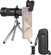 38X Metal Monocular Scope 48mm p Lens Multi-Layer Coating with Tripod Stand & Phone Clip for Bird Watching/Stargazing/Hunting/Camping/Hiking/Travel Black