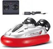 2.4G Mini Remote Control Boat Rc Hovercraft Toy Kids, Hovercraft Rc Boat for Land, Pools and Lakes Red