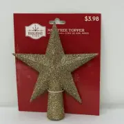Holiday Time Mini Tree Topper Gold Glitter Star Mini Tree Topper 6" NEW