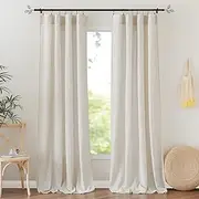 RYB HOME Flax Linen Blend Curtains 84 Inches Long - Semi Sheer Breathable Woven Light Filtering Window Treatment Drapes for Living Room, Bedroom, Office, Nursery, W 52" x L 84", 2 Panels