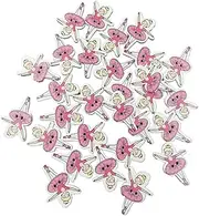 NOLITOY 100pcs Wood Buttons with Ballet Dancing Girl Pattern Cartoon Wooden Buttons for Sewing Art Craft Diy Crafts Scrapbooking
