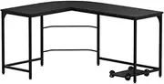 Artiss Computer Desk 147cm Black Particle Board Desktop Steel Frame 150KG Weight Capacity Office Corner Laptop Desks Shelf Study Student Table, Home Furniture for Room, L Shape Anti-Scratch Feet