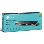 TP-Link TL-SG116E 16-Port Gigabit Unmanaged Pro Switch Desktop/Wall Mounting L2 Features 32xVLAN 32Gbps Capacity 23.81Mpps 8K MAC 4.1Mb Buffer Fanless TL-SG116E
