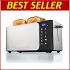 Long Slot 4-Slice Digital Toaster, 1.5" Wide Slots, Defrost & Reheat Functions