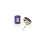 14k White Gold 10x8mm Emerald Cut Tsavorite Earrings