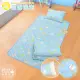 【享夢城堡】兒童卡通四季被童枕睡墊三件組(角落小夥伴 花園泡泡-藍)