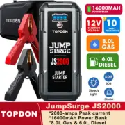 TOPDON 2000A Peak 12 Volt Jump Starter Portable Battery Booster Car Battery