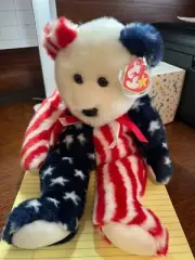 Spangle Ty Beanie Buddy 1999 14" Original Ty Plush Red, white and blue