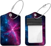 [CWAGFEQZ] 2-Pc Luggage Tags for Suitcases,Travel Tags for Luggage,Space Blue Purple Galaxy