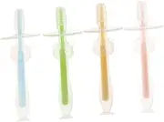 AUTSUPPL 4Pcs Toothbrush Silicone Training Toothbrushes with Suction Base Safe for Months and Up Lightweight and Portable Gentle Gums and Teeth Bright Colors