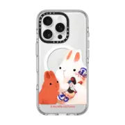 iPhone 16 Pro Clear Case MagSafe Compatible Big White Rabbit with Candy