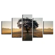 5Pcs Wall Decorative Paintings Sunshine Tree Canvas Print Art Pictures Frameless Wall Hanging Decorations for Home Offic