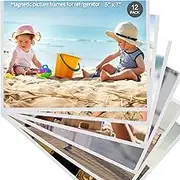 vivinin 12 Pack Magnetic Picture Frame, Magnetic Frame with White Border, 5x7 Magnetic Picture Frames Reusable, Magnetic Photo Frames Perfect Display Frame