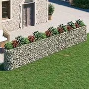 Raised Garden Bed, Elevated Planter Box Plant Container Gabion Galvanised Iron 610x50x100 cm