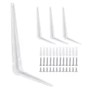 4Pcs 10 x 8 Inch Shelf Bracket Metal L Brackets Floating Shelf Brackets White
