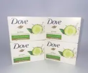 Dove Lot of 4 Go Fresh Beauty Bar Cream Soap Cucumber Cool Moisture