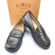 TOD'S JUNIOR Unisex Cordovan Penny Loafers 100% Italian Leather US Size 12