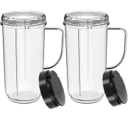2 Pack Magic Bullet Blender Cups Tall 22oz Cup with Flip Top To-Go Lid Replac...