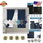 Navy Faux Linen Blackout Curtains, 63" Length – Energy Efficient Drapes Pair