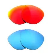 Walleva Fire Red + Ice Blue Polarized Lenses For Smith Optics Sidney Sunglasses