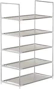 5-Tier Shoe Rack Shoe Tower Shelf Storage Organizer Cabinet Stackable Shelves Holds 15 Pairs of Shoes Grey