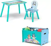 Delta Children Bluey 3-Piece Toddler Playroom Set Table, Chair & Toy Box, Bluey