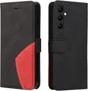 [XINNI] Mobile Phone Case for Samsung Galaxy A25 5G Case, PU/TPU Retro Flip Case Shockproof Protective Flip Magnetic Phone Case, Black