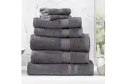 7pc Renee Taylor Stella Bath Towel Mat Set Soft Bamboo Cotton 650 GSM Charcoal