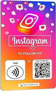 Review Tap Card | Review QR Code | Contactless Review Card | NFC Tap Card | Unlimited Use | Reusable… (1-Instagram Card)