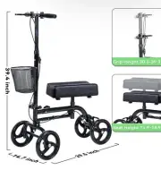 WINLOVE Black Steerable Knee Walker Roller Scooter with Basket Dual Braking Syst