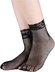 [Generic] XYZOOM Women 10 Pairs Trendy Fishnet Ankle High Lace Small Net Short Socks Black(18f3b 8aead 99089 9ad50 100b9 fa8cd