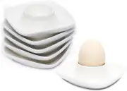 Ceramics White Egg Cups Egg Holders for Hard Boiled Eggs Set 6 Pcs