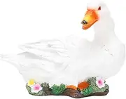 Funny Real Duck Resin Statue, Lawn Ornaments Yard Sculpture Resin Animal Figures for Outside Decorative Backyard Art(White Crouching Duck)