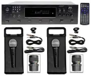 Technical Pro 6000 Watt Bluetooth Karaoke Amplifier Receiver w/ USB, SD+(2) Mics