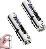 Taclites Mini - The Ultimate Everyday Micro Tool, Rechargeable LED Magnetic Super Bright Tactical Flashlight with Hat Clip, Waterproof, 3 Brightnes, Multitool - Gifts for Men (Silver*2,Upgraded)