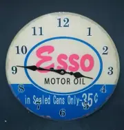 Esso Motor Oil Glass Wall Clock 17 cm Man Cave Garage Shed