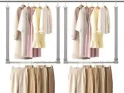 2 Pack Closet Hanging Rod Adjustable Length Height Space-Saving Extender