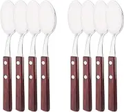 Uniturcky 8 PCS Dinner Spoon Set, 304 Stainless Steel Table Spoons with Red Wooden Square Handles, 7.9" Long