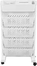 Rolling Plastic Organizer Shelf for Study with Removable and Rotating Bookcase with Multi-Level Capacity for Books, Magazines and Homework (5 Layer)
