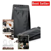 Bulk 100 Stand-Up Zipper Bags with One-Way Valve for Fresh Coffee Storage