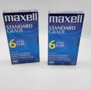 2x Maxwell Blank Tapes VHS T-120 VCR Video Cassette Standard Grade 6 Hour SEALED
