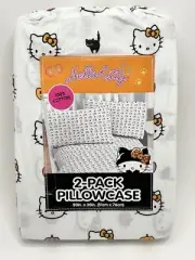 Hello Kitty Halloween Pumpkins Bats Cat Set Of 2 Standard Pillowcases Cotton NEW