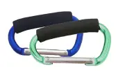 Premium Stroller Hooks for Moms, 2-Pack Carabiner Organizer for Bags(Blue/Green)
