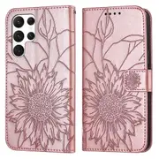 Galaxy S23 Ultra Wallet Case 3 Credit Card Slot ID Card Holder, PU Leather Flip Case - Pink