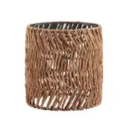 Cynthia Side Table Bedside Round Glass Top Woven