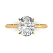 14K Yellow Gold Solitaire Promise Ring, 2.5 ct Oval Cut Simulated Diamond