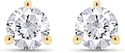 [SAVEARTH DIAMONDS] 14K Gold Post & Sterling Silver Moissanite Lab Created Diamond 3 Prong Martini Style Stud Earrings 1.5ct