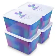 4pcs 14.5 Gallon 58 Quart Plastic Storage Bin Stackable Container Totes with Lid