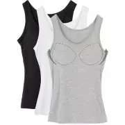 Womens Camisole with Built in Moulded Bra Undershirt Seamless Cami Tank Tops US